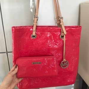 Michael Kors Embossed Monogram Handbag & Matching Wallet